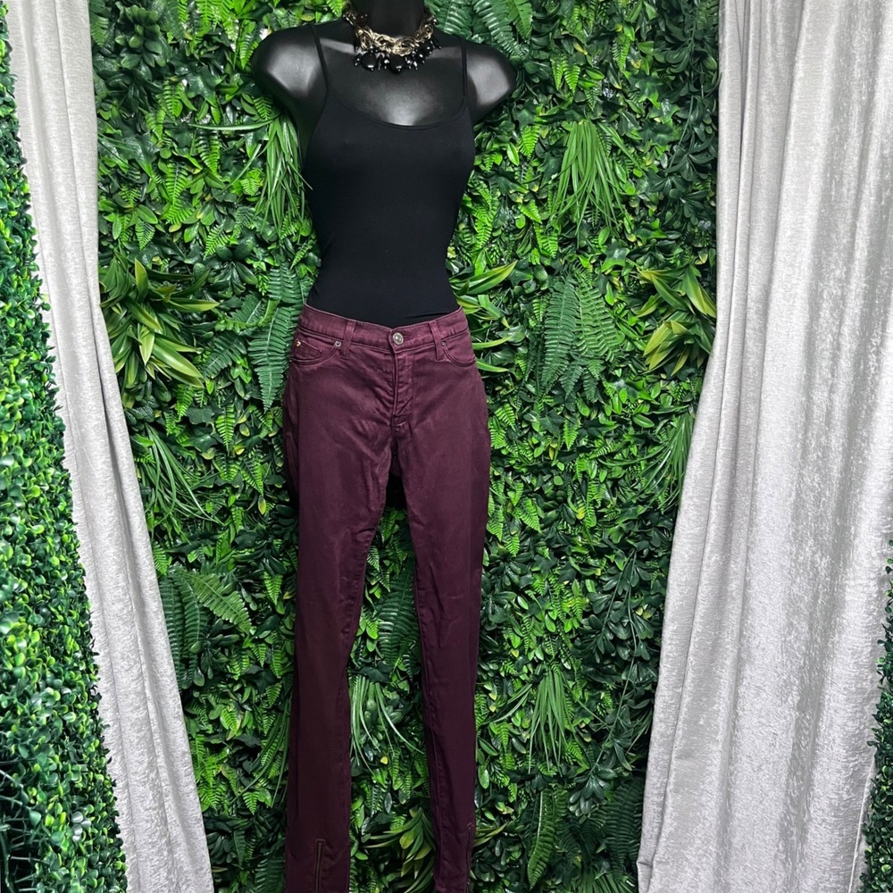Hudson Jeans Size 29 Burgundy Juliette Refine Super Skinny Zipper Ankle 3436 - Picture 3 of 12